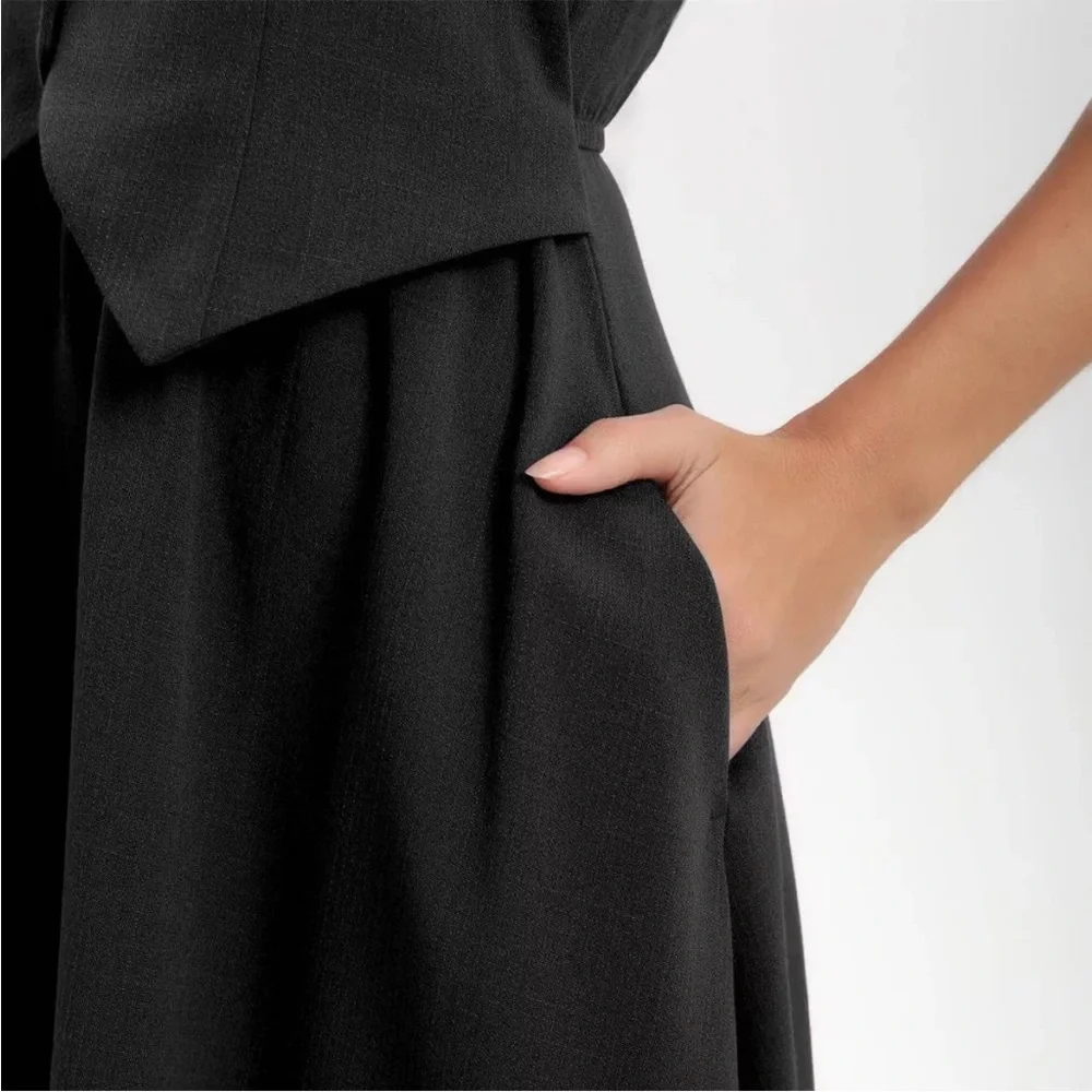 Women's Layered Waistcoat A-Line Dress - A New Day Black XS - Picture 7 of 8